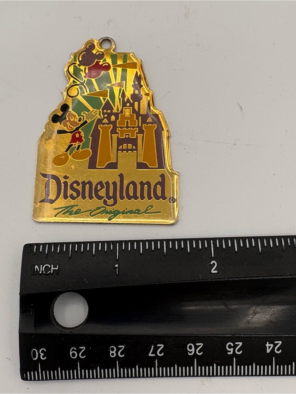 DISNEY DISNEYLAND THE ORIGINAL w/ MICKEY MOUSE SLEEPING BEAUTY CASTLE ENAMEL FOB